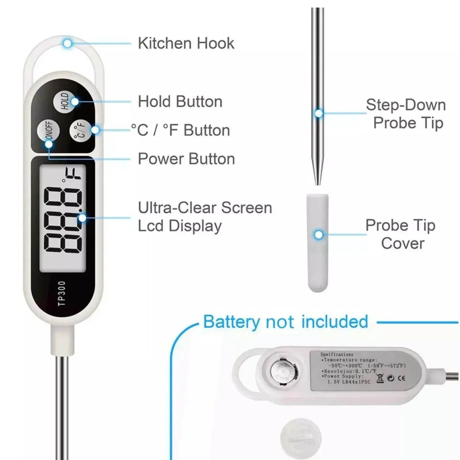 Digital Kitchen Thermometer for BBQ, Cooking, and Food Probe - My Store