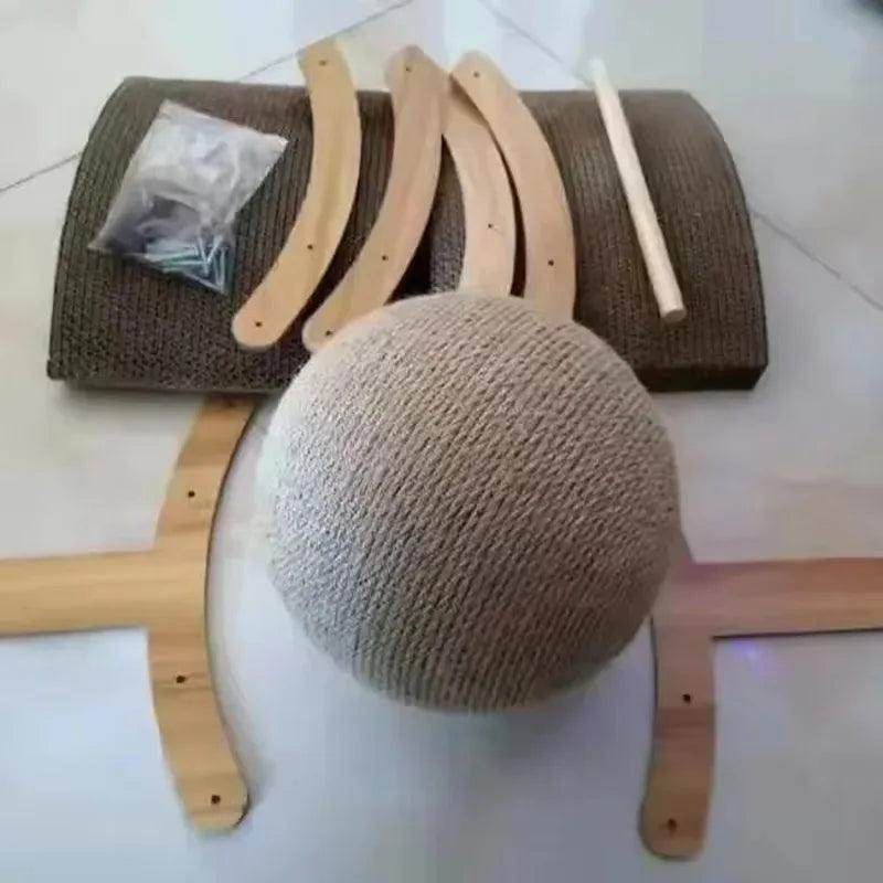 2-in-1 Cat Scratching Ball Wooden Sisal Toy - My Store