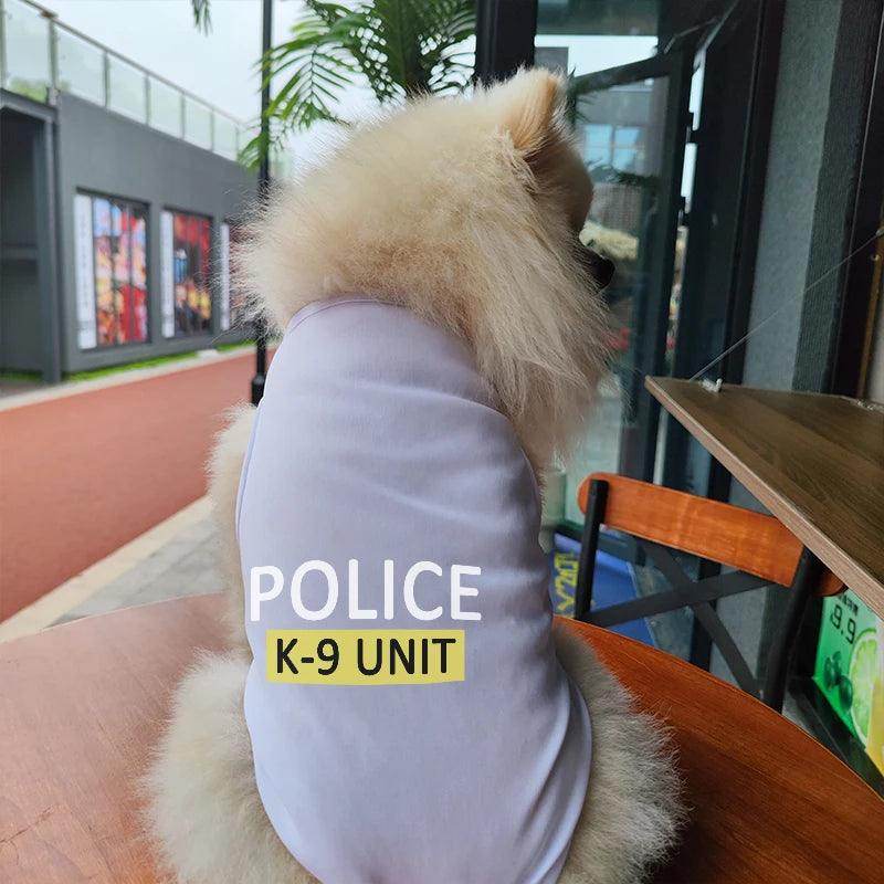 Pet Cats Dogs Cartoon POLICE Print Vest Cats and Dogs Spring Summer Breathable Comfortable For Small and Medium Dog - My Store