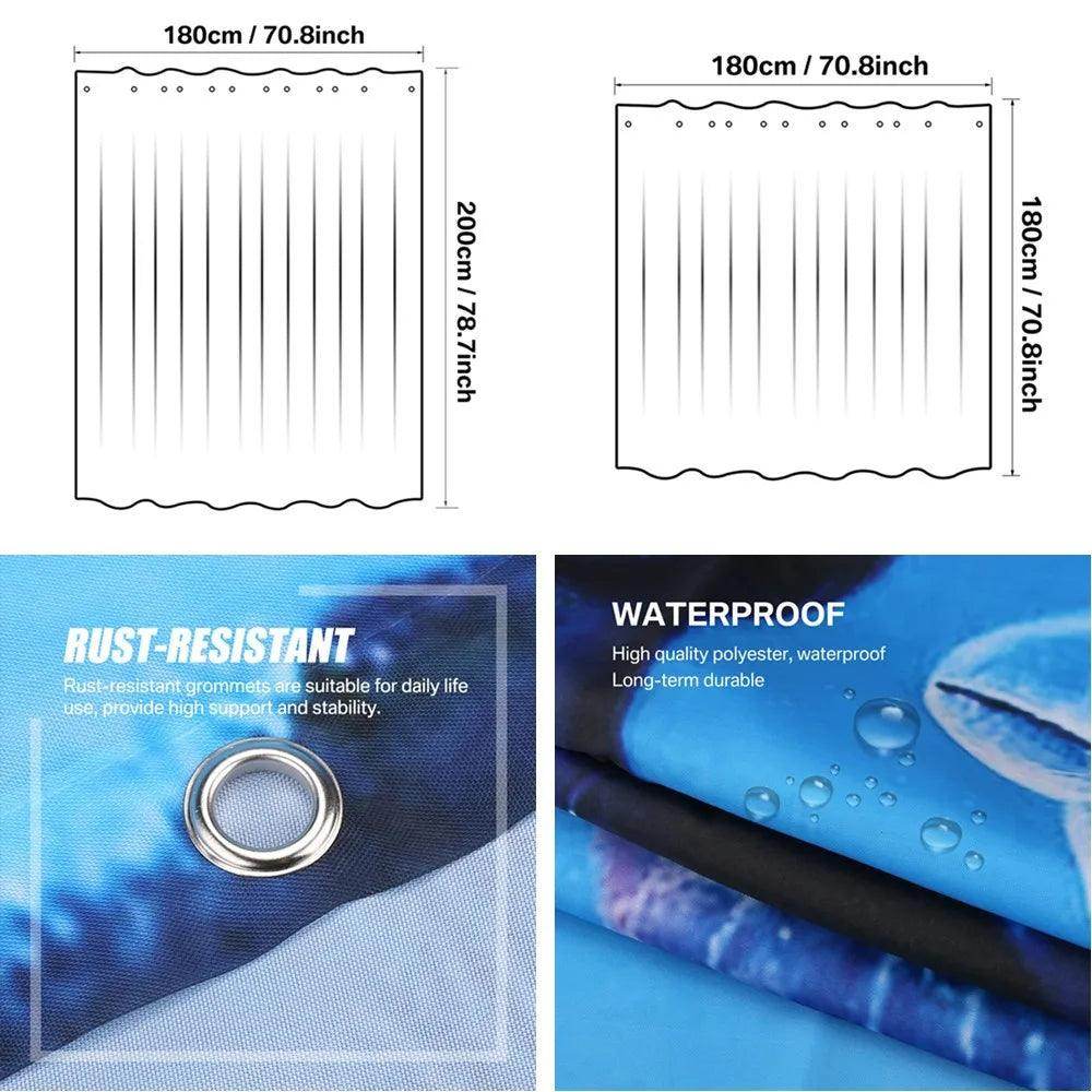 Dolphin Ocean Theme Shower Curtain with Hooks - My Store