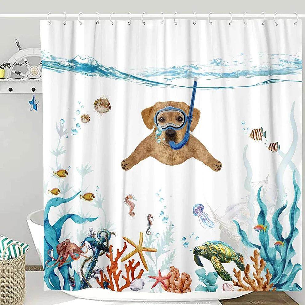 Funny Brave Cat Riding Shark Shower Curtain - My Store