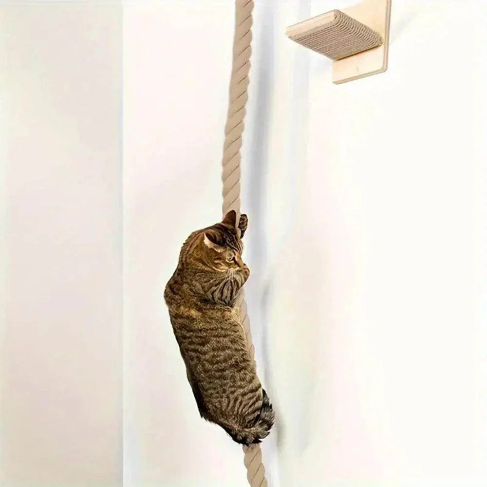 Wall-Mounted Cat Climbing Rope & Wooden Pedals - My Store