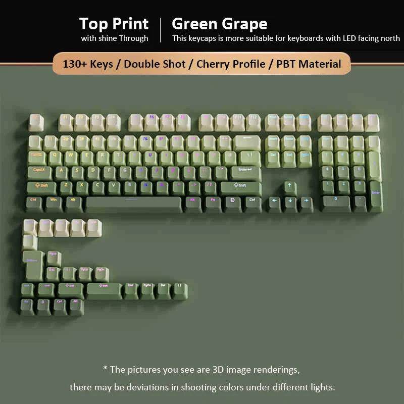 135 Keys Gradient Green Shine Through Keycaps - My Store