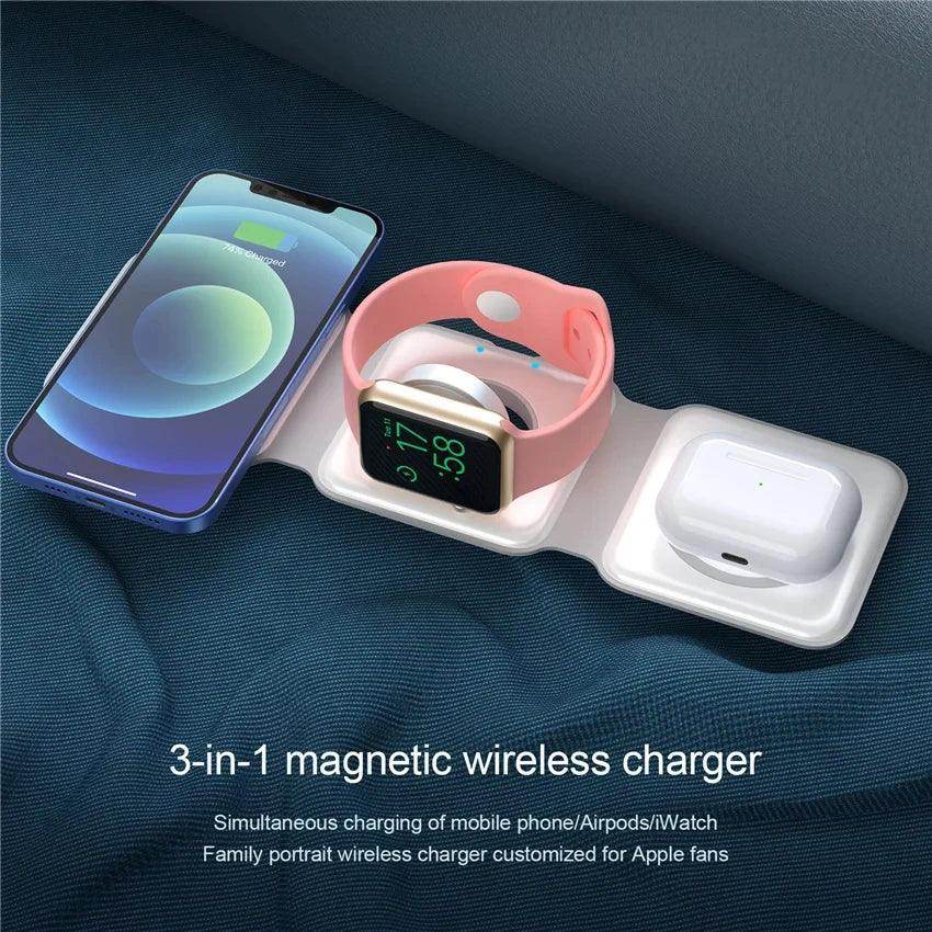 3 in 1 Wireless Charging Station for iPhone, Apple Watch, and AirPods - My Store