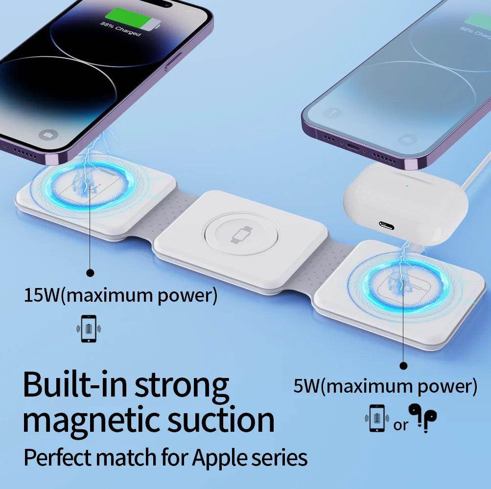 3 in 1 Wireless Charging Station for iPhone, Apple Watch, and AirPods - My Store