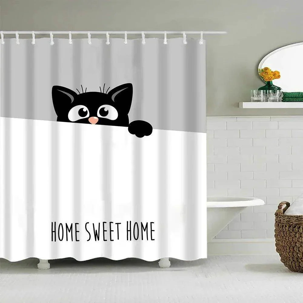 Cute Cartoon Puppy & Cat Waterproof Shower Curtain - My Store