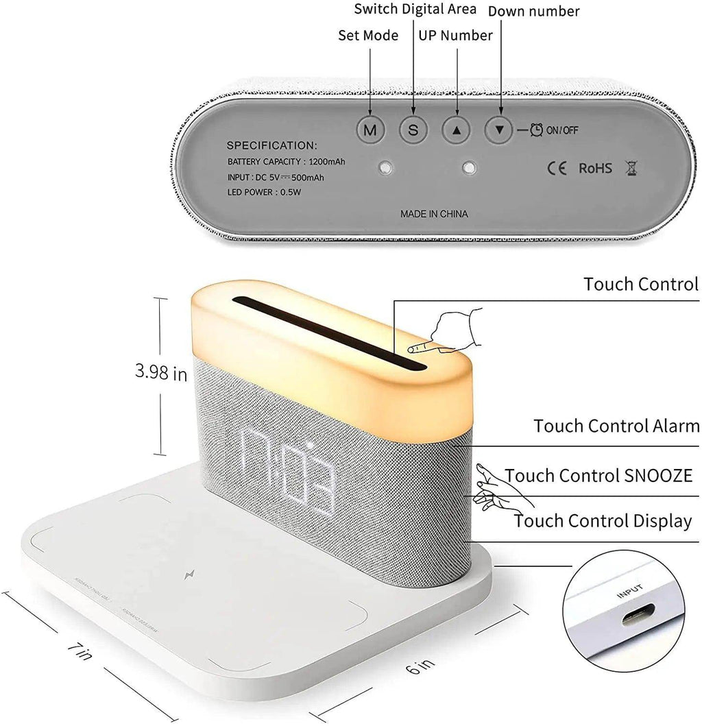 Upgraded 15W Fast Wireless Charging Lamp with Digital Alarm Clock - My Store