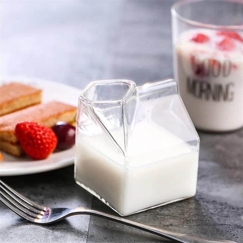 Half Pint Milk Carton Style Glass Milk Mug - 300ml - My Store