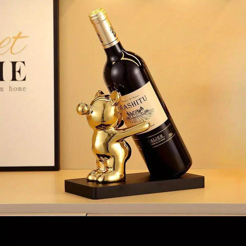 Bear Wine Rack with Cup Holder - My Store