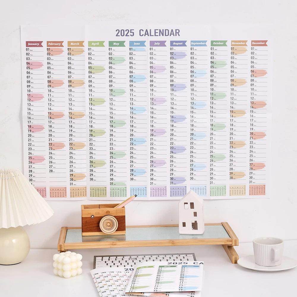 2025 Colorful Large Paper Wall Calendar with Stickers & Tapes - My Store