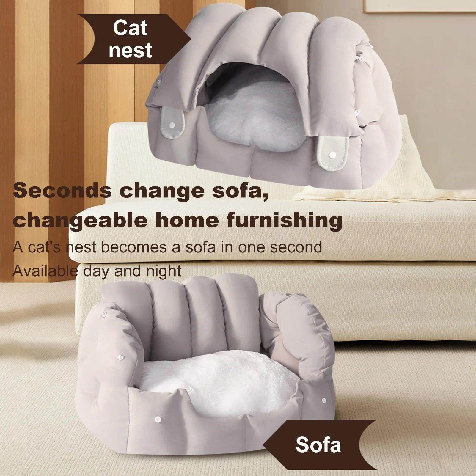 Dual-Purpose Pet Sofa Bed with Removable Cushion - My Store