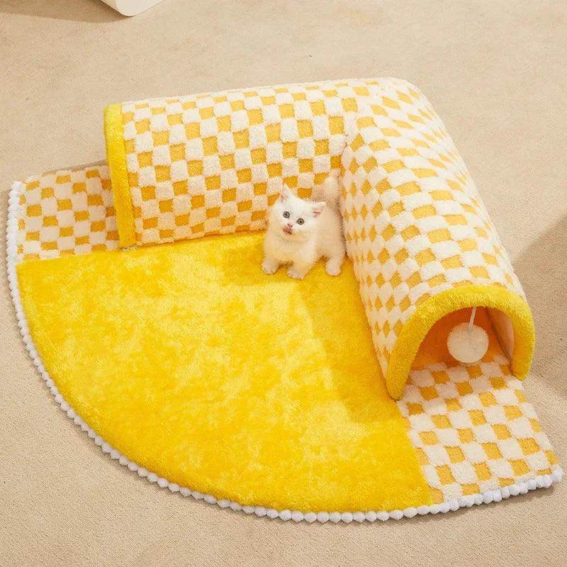 Cat Tunnel Bed with Play Ball - 2-in-1 Cat Bed and Tunnel for Small Pets - My Store