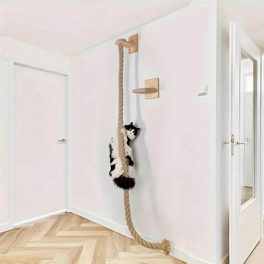 Wall-Mounted Cat Climbing Rope & Wooden Pedals - My Store