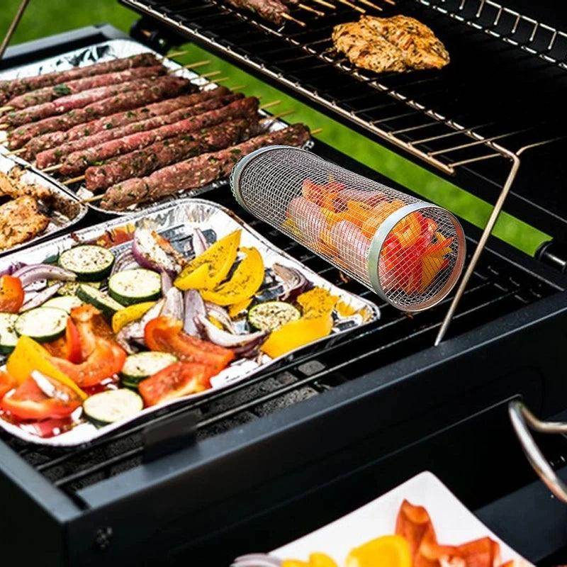 Stainless Steel Rolling BBQ Basket - My Store