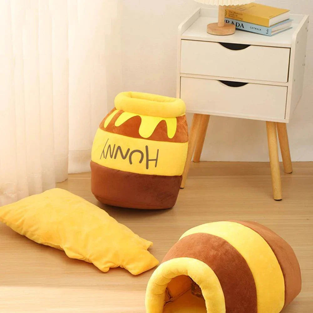 Cat Bed House – Honey Jar Shaped Plush Cushion - My Store