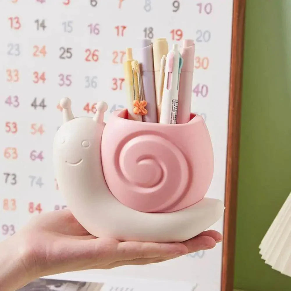 Interesting Snail Pen Holder Student Plastic Pencil Storage Box - My Store