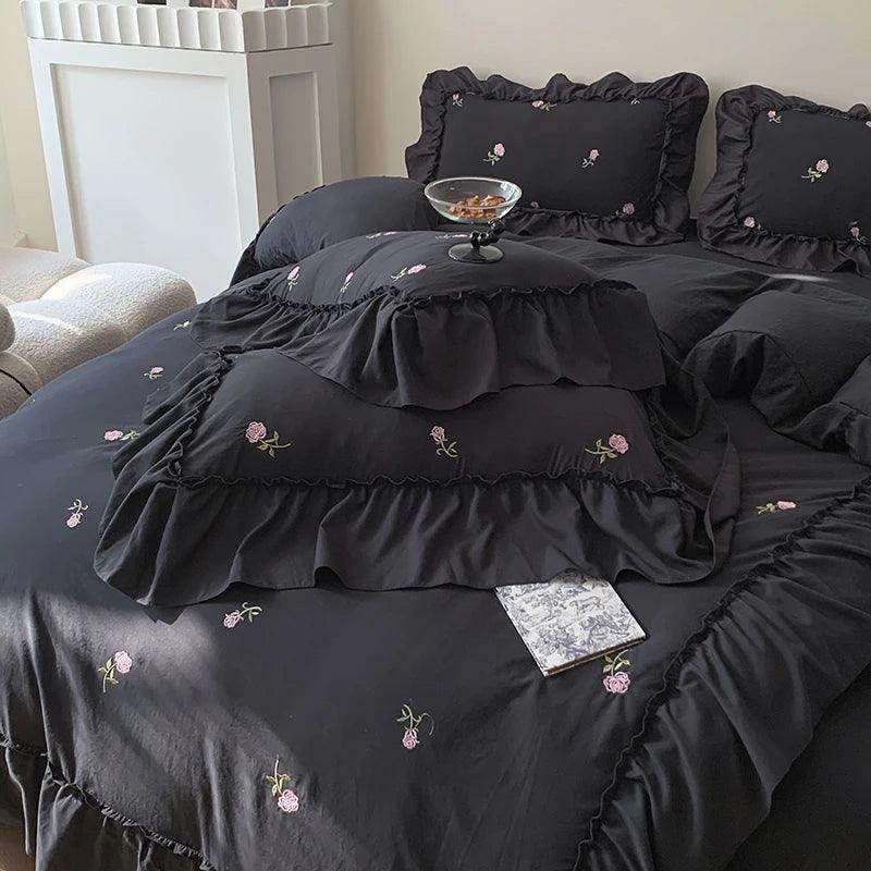 Rose Embroidered Duvet Cover Set - My Store