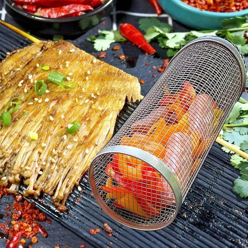 Stainless Steel Rolling BBQ Basket - My Store