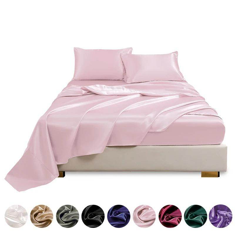 Satin Bed Sheets Set - Queen Size, 4-Piece Silky Bedding - My Store