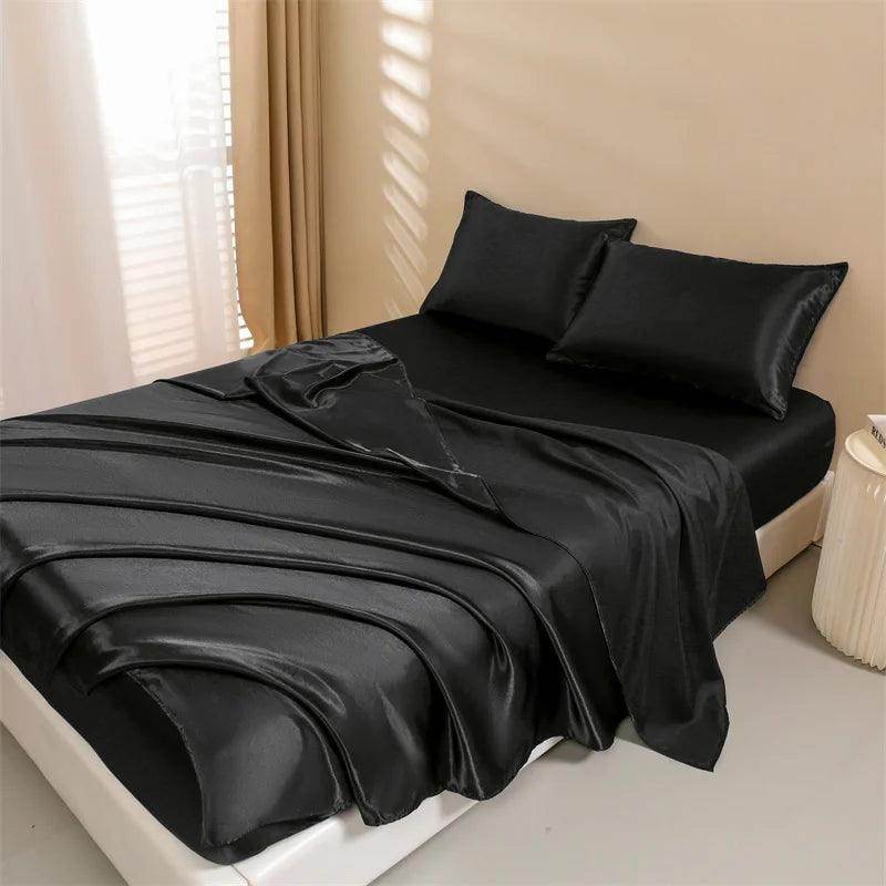 Satin Bed Sheets Set - Queen Size, 4-Piece Silky Bedding - My Store