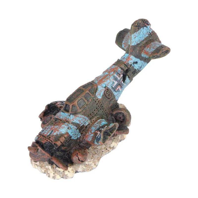 Mini Resin Airplane Wreck Aquarium Decor - My Store
