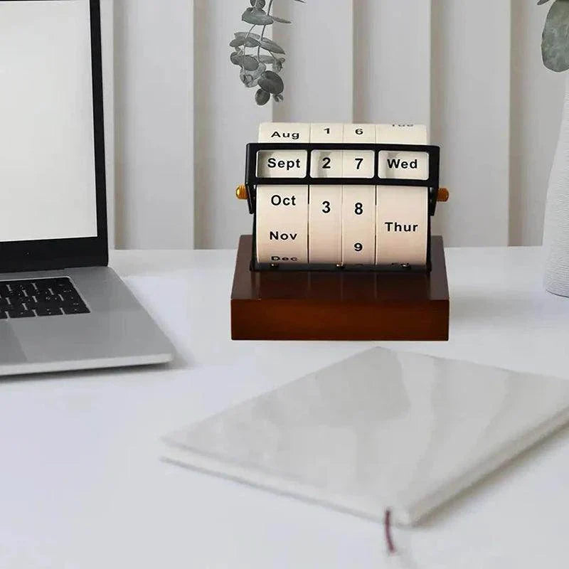 2025 Wooden Rotary Perpetual Desk Calendar - My Store