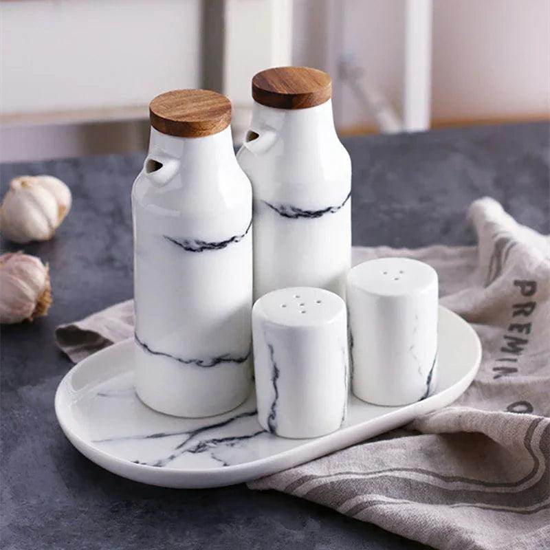 Ceramic Marble Spice Jar – Nordic Style - My Store