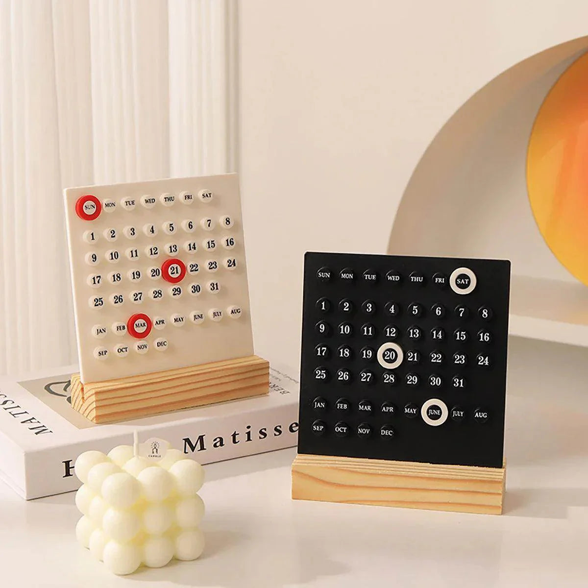 Wooden Perpetual Desk Calendar - My Store