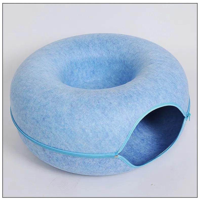 Donut Cat Bed with Interactive Tunnel – Cozy & Fun Pet House - My Store