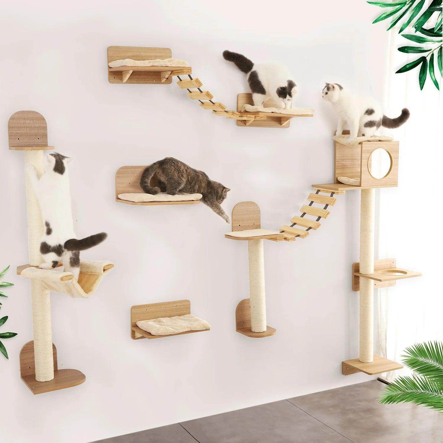 Wall-Mounted Cat Climbing Rope & Wooden Pedals - My Store