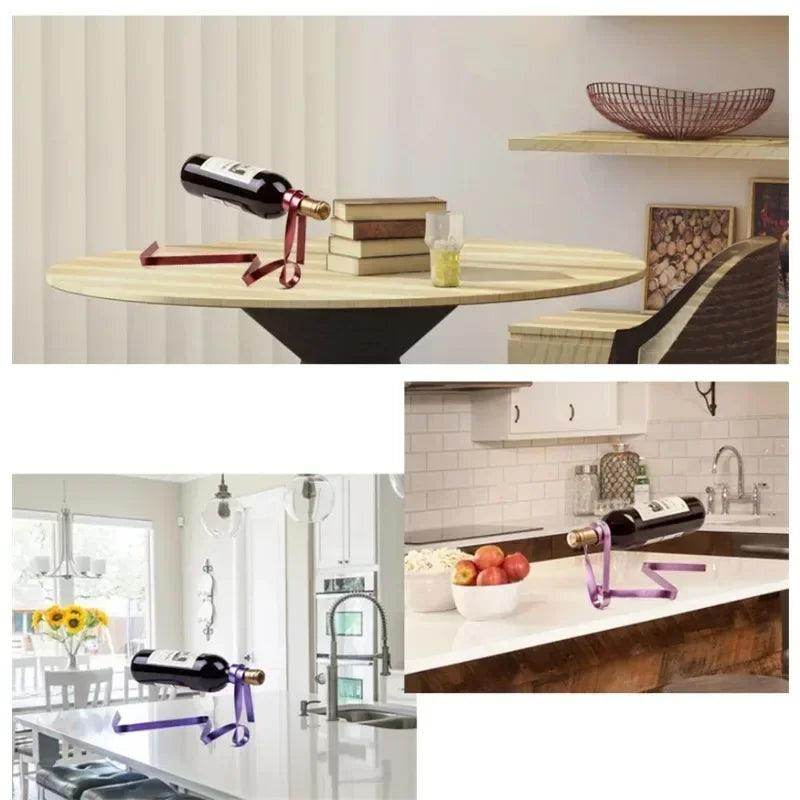 Floating Iron Ribbon Wine Rack - My Store