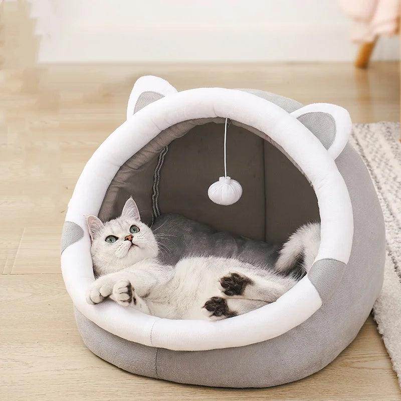 Semi-Closed Cat Cave Bed – Cozy & Comfortable Nest for Cats - My Store
