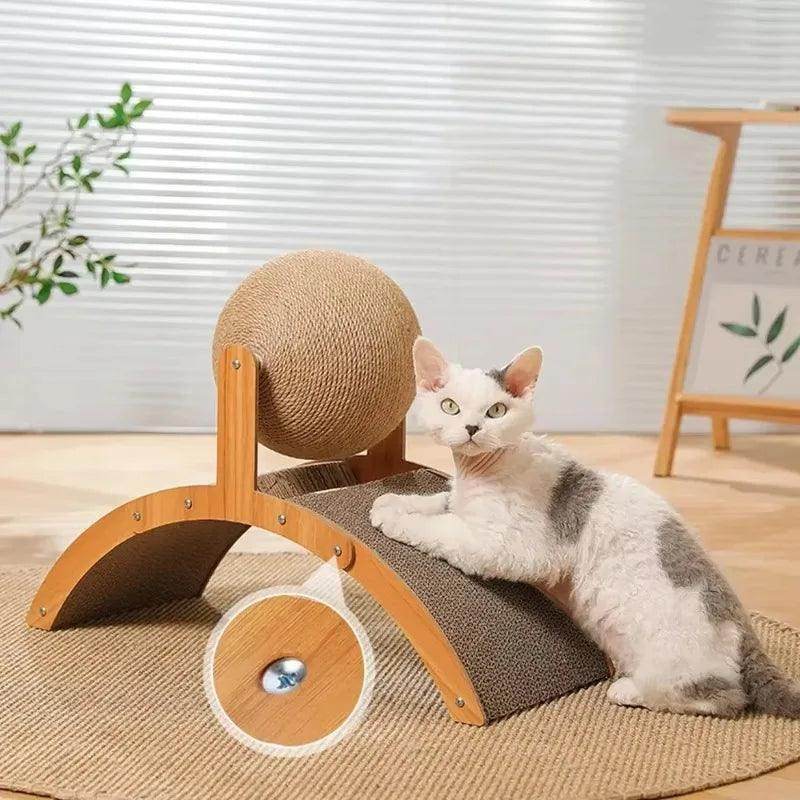 2-in-1 Cat Scratching Ball Wooden Sisal Toy - My Store