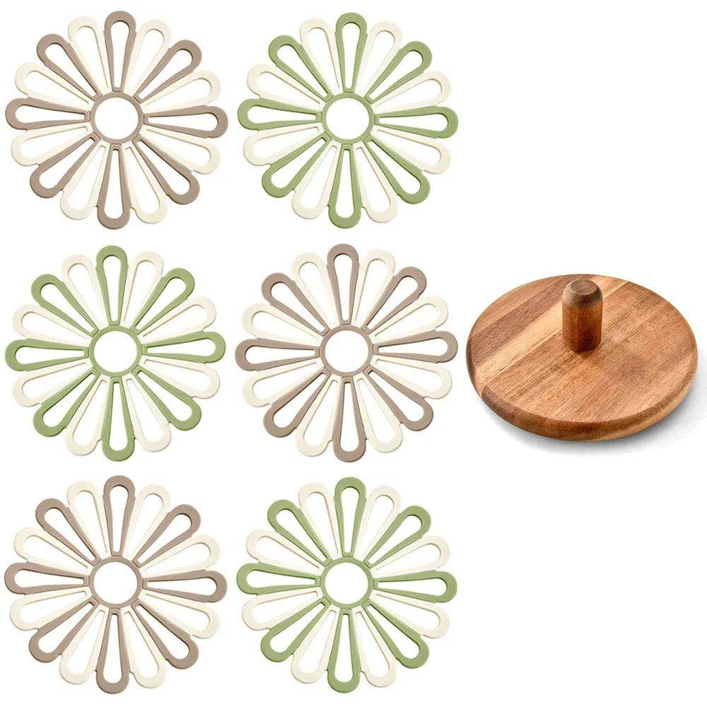 6Pcs Nordic Silicone Flower Placemats - My Store
