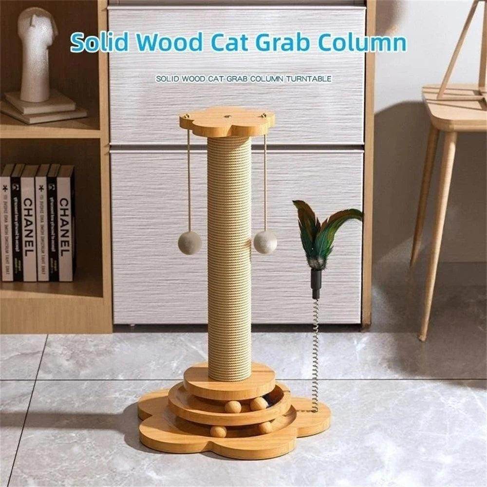 Wooden Cat Turntable & Sisal Scratching Post - My Store