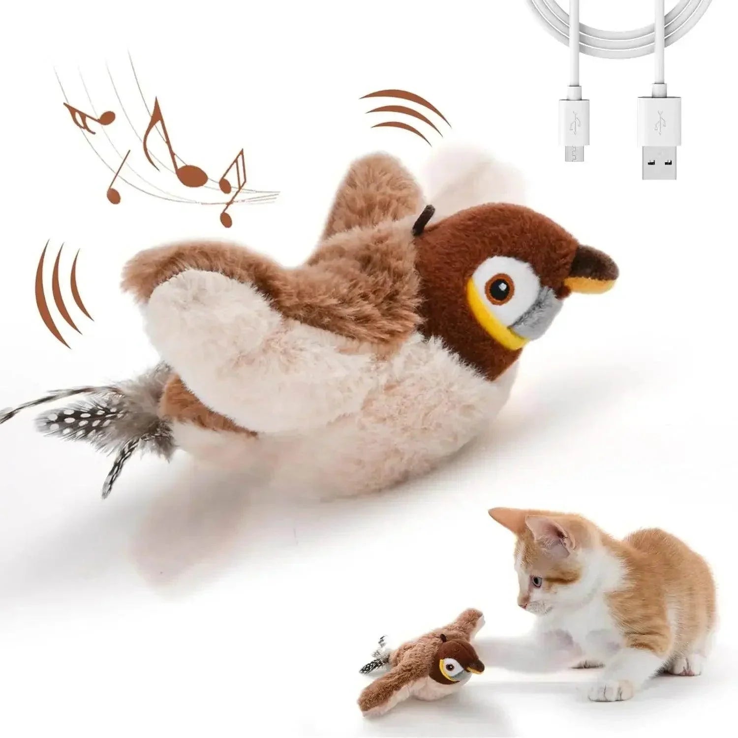 Interactive Cat Toy Rechargeable Chirping Flapping Bird - My Store