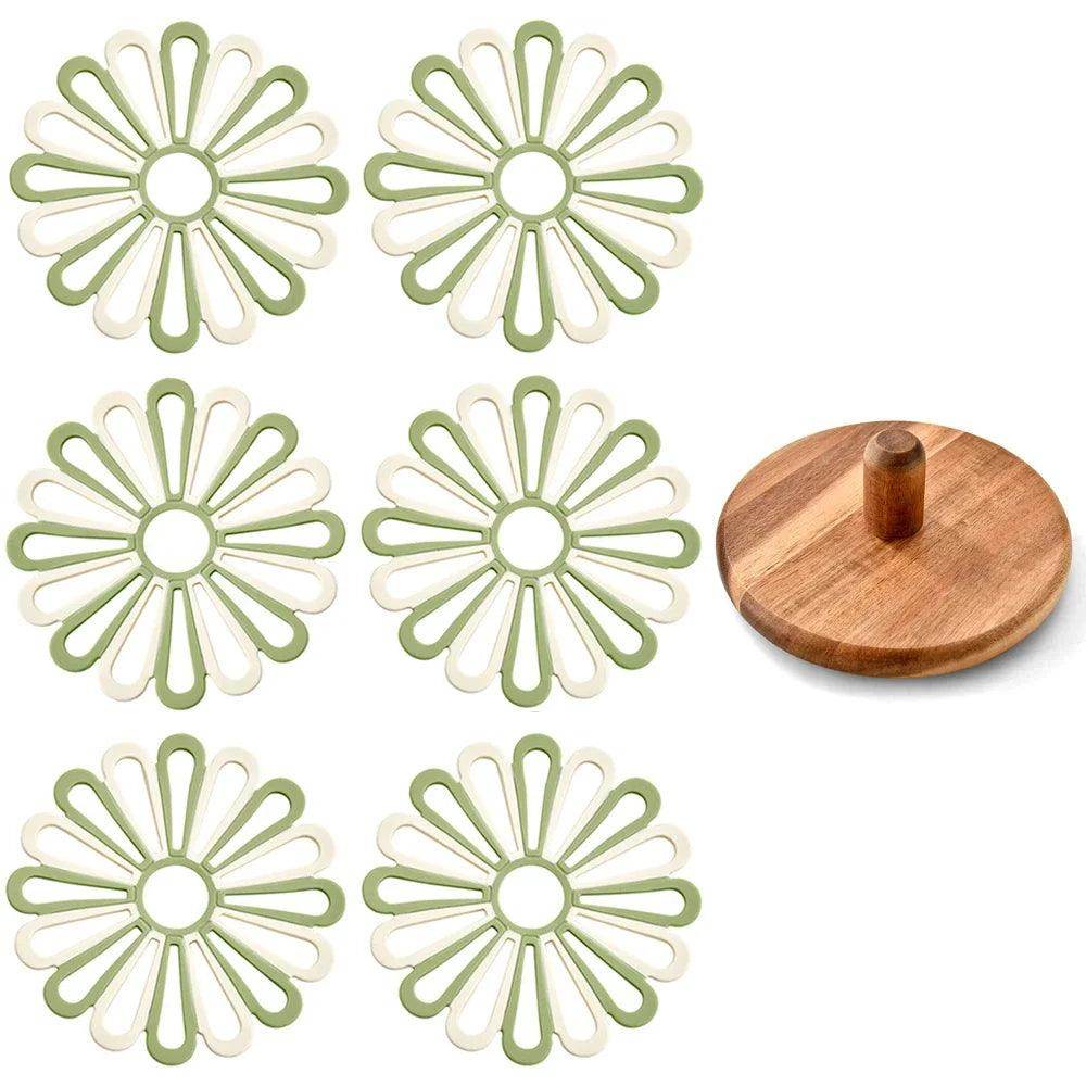 6Pcs Nordic Silicone Flower Placemats - My Store