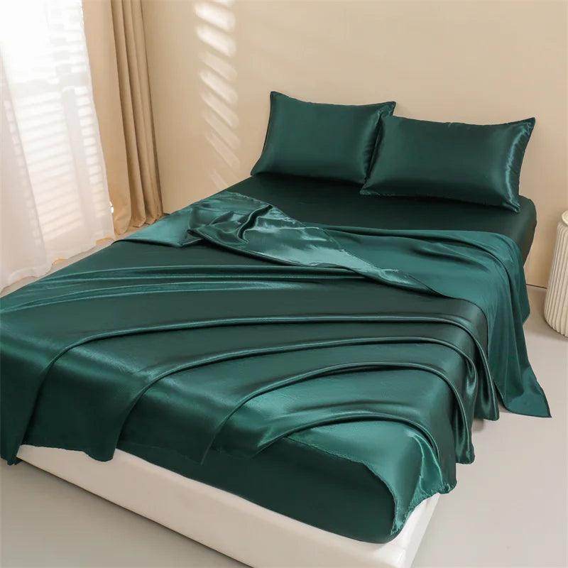 Satin Bed Sheets Set - Queen Size, 4-Piece Silky Bedding - My Store