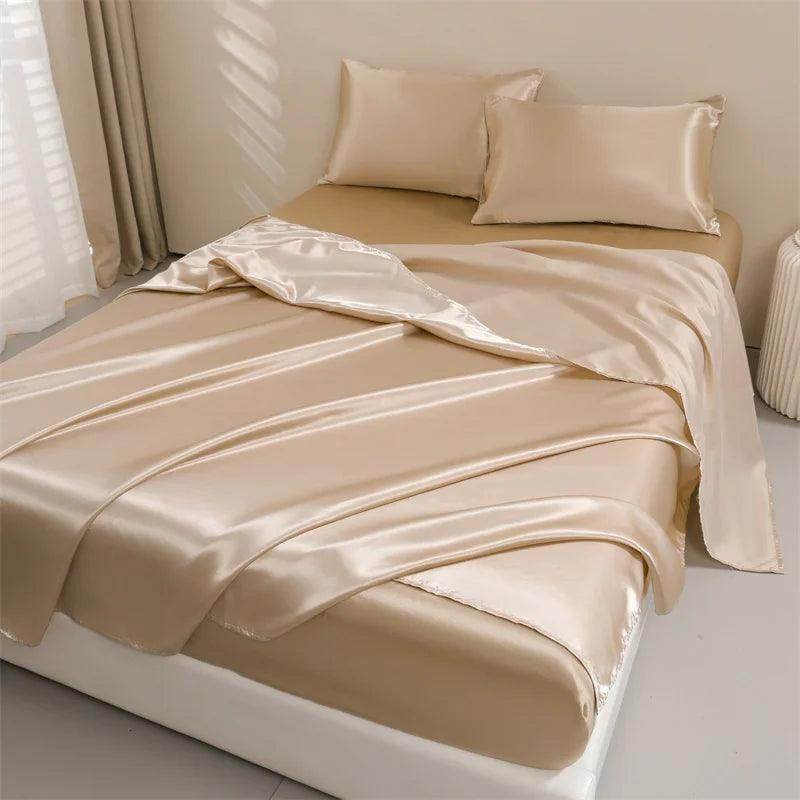 Satin Bed Sheets Set - Queen Size, 4-Piece Silky Bedding - My Store