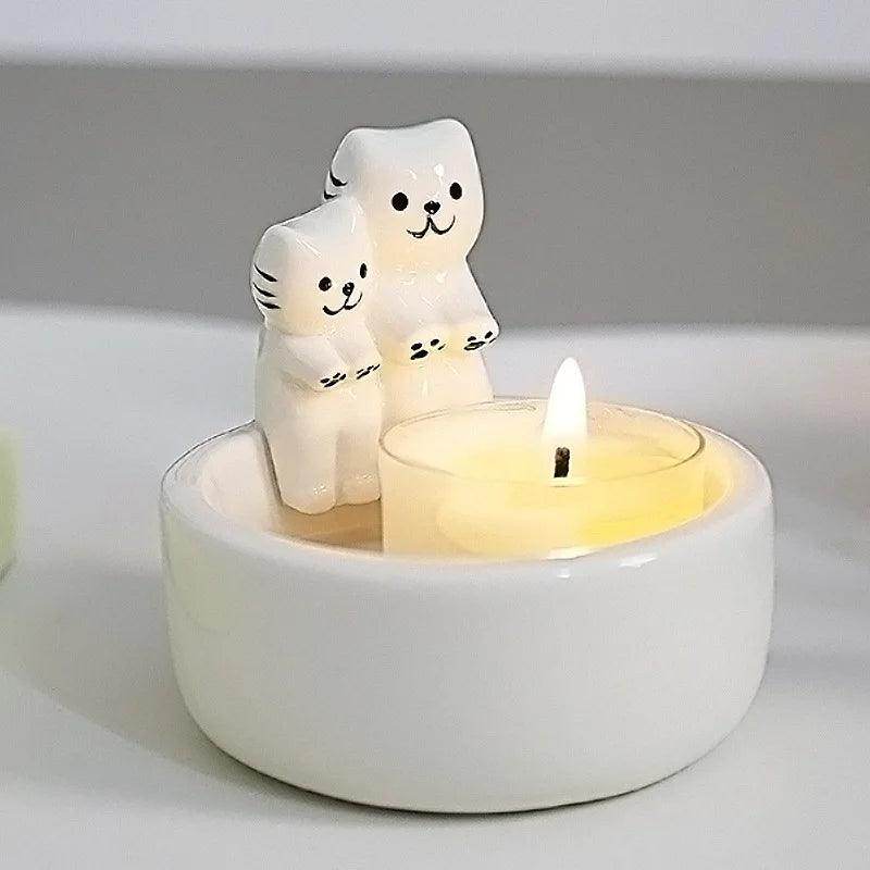 Cute Kitten Tea Light Candle Holder - My Store