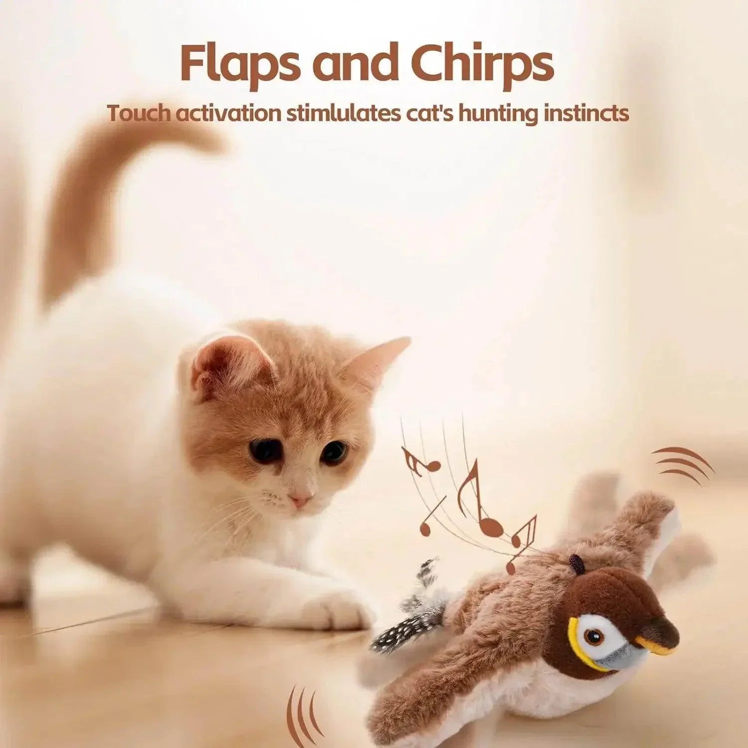 Interactive Cat Toy Rechargeable Chirping Flapping Bird - My Store