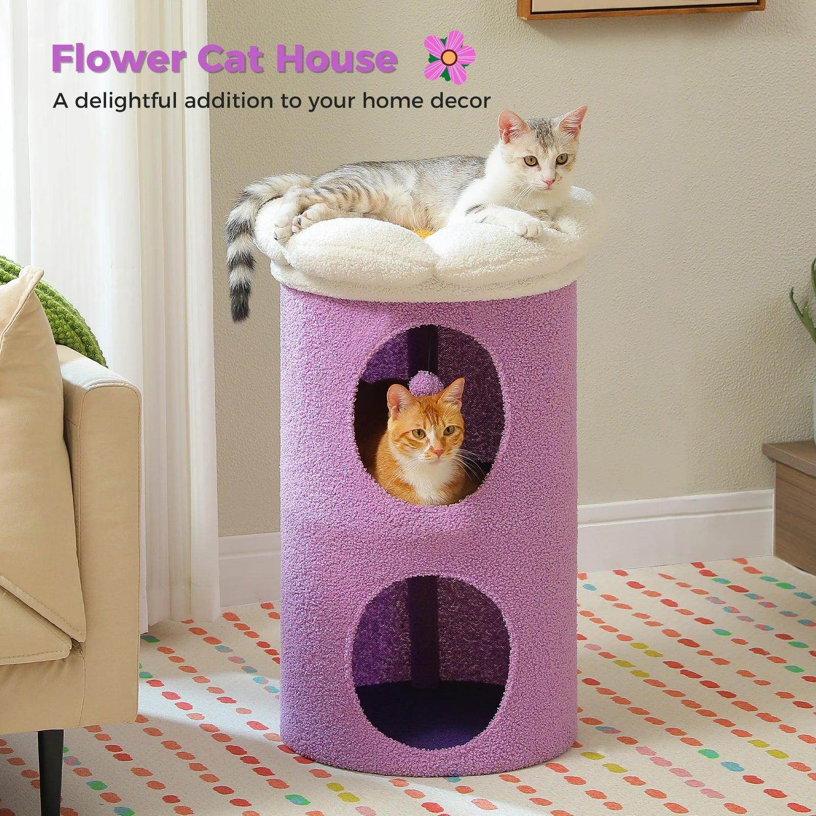 Flower Cat Bed House Indoor Double-Deck Cat Condo - My Store