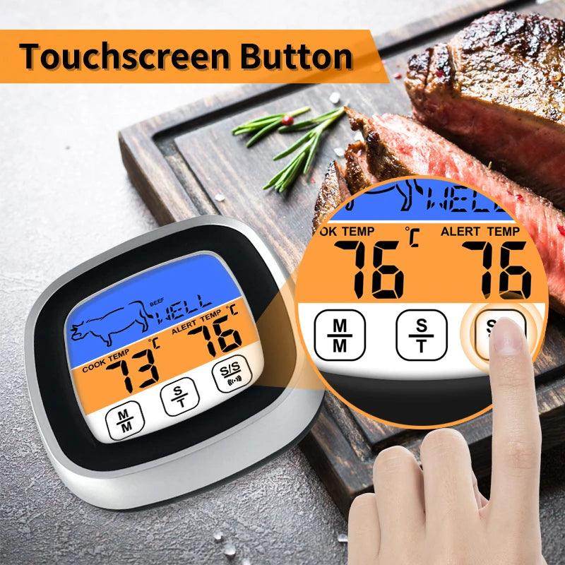 Digital Thermometer Kitchen Meat Probe with Touchscreen LCD Display - My Store