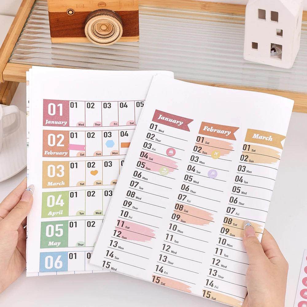 2025 Colorful Large Paper Wall Calendar with Stickers & Tapes - My Store