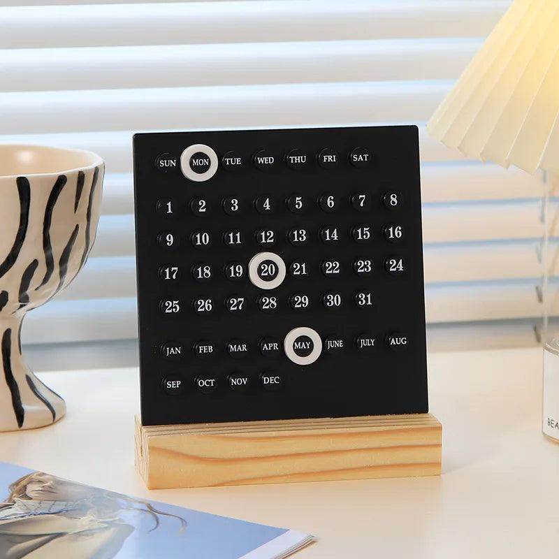 Wooden Perpetual Desk Calendar - My Store
