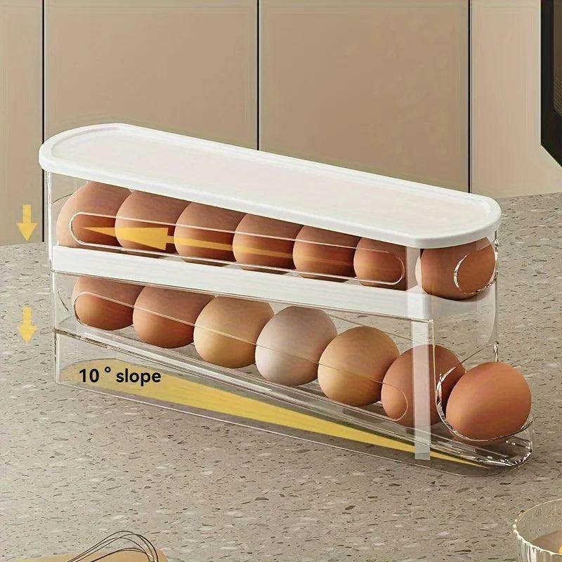 Rolling Egg Storage Box - Space-Saving Refrigerator Organizer - My Store