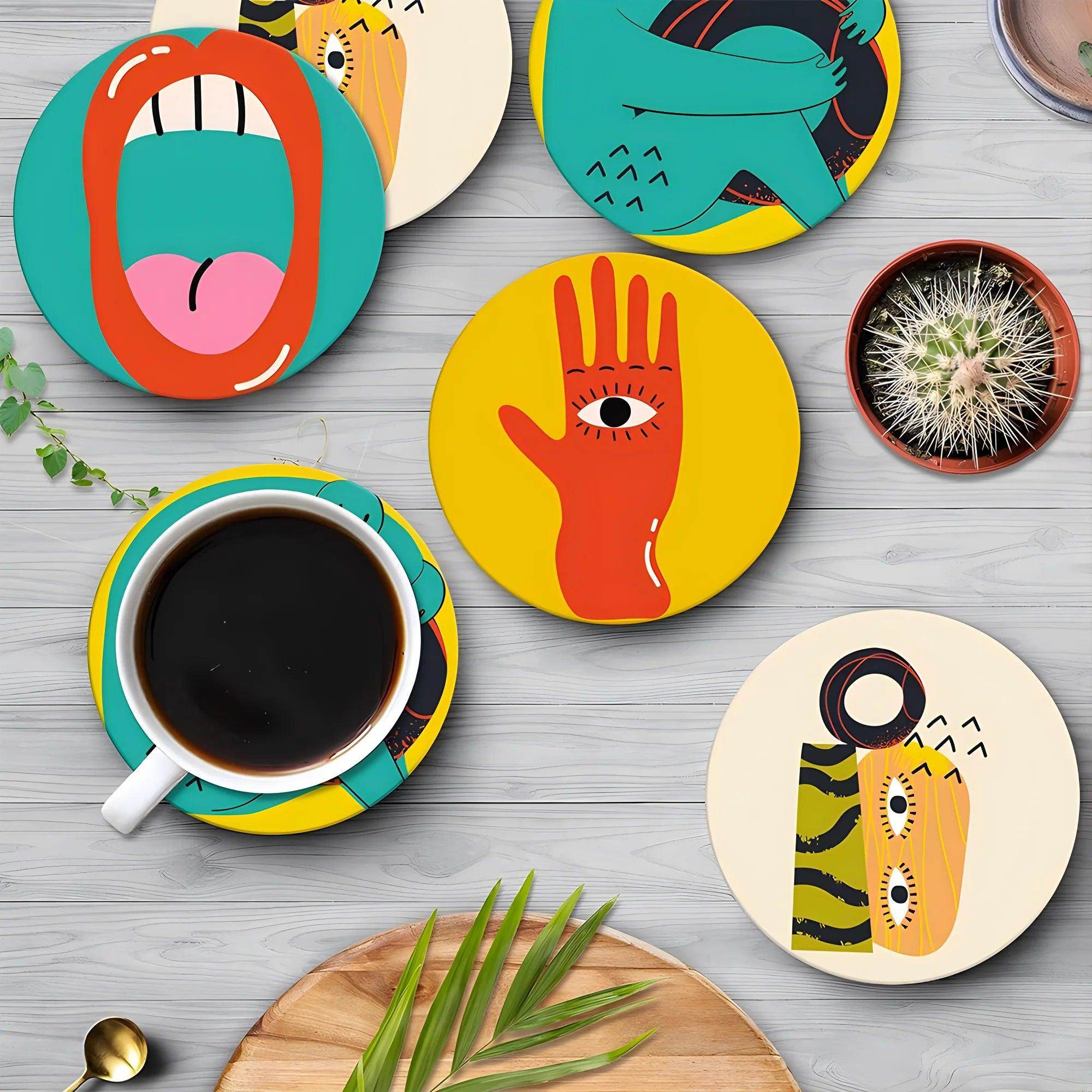 6Pcs Picasso Style Acrylic Cup Mats - My Store