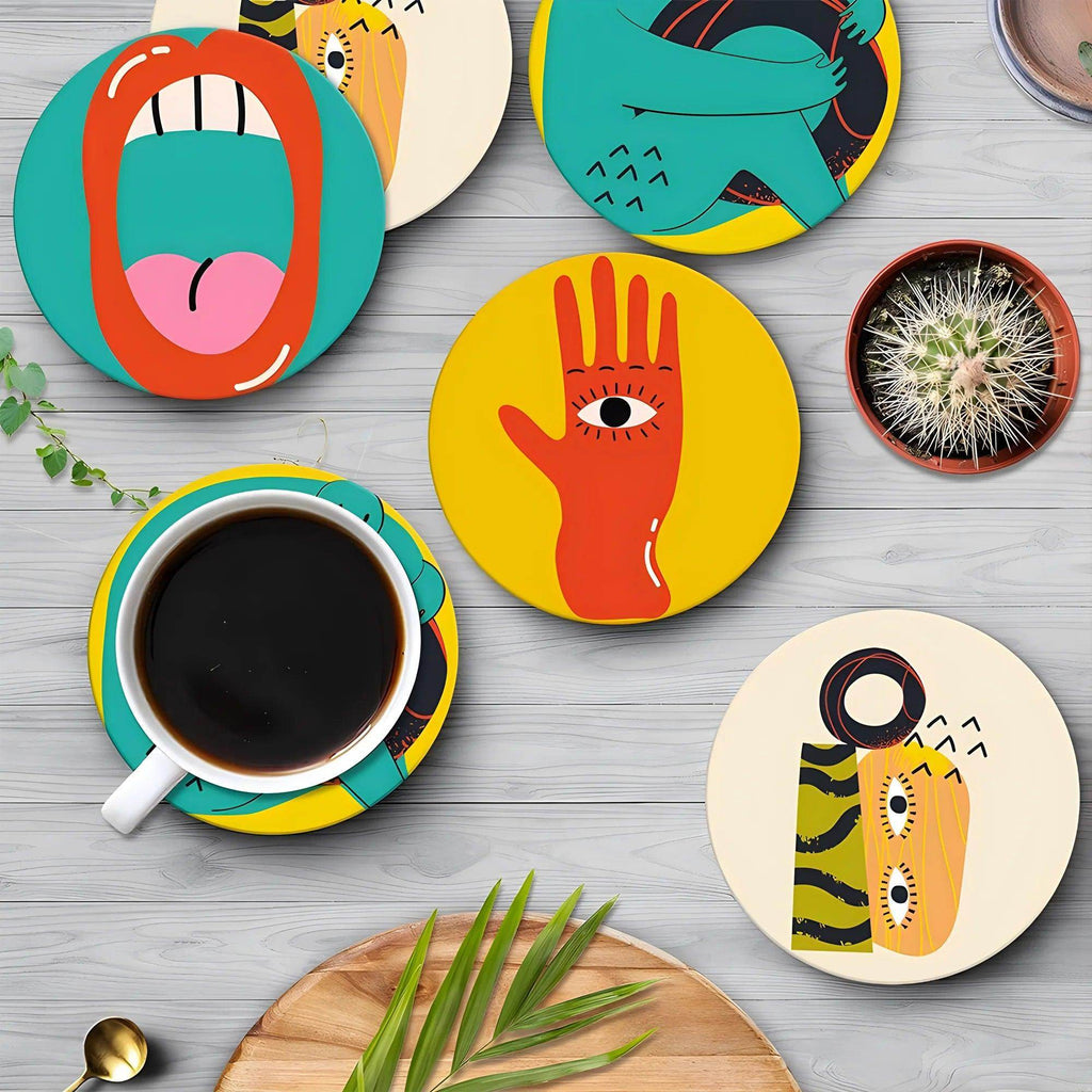 6Pcs Picasso Style Acrylic Cup Mats - My Store
