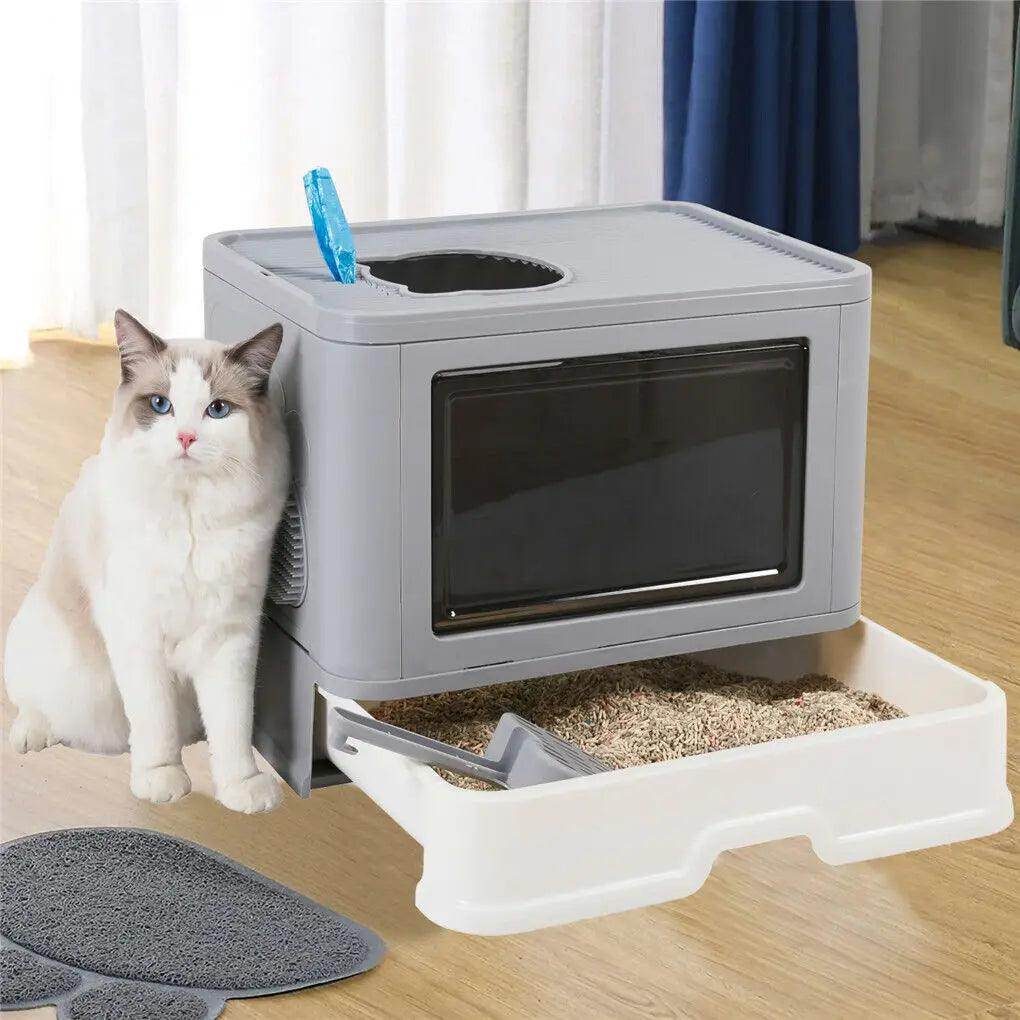 Foldable Cat Litter Box with Front Entry & Top Exit - My Store