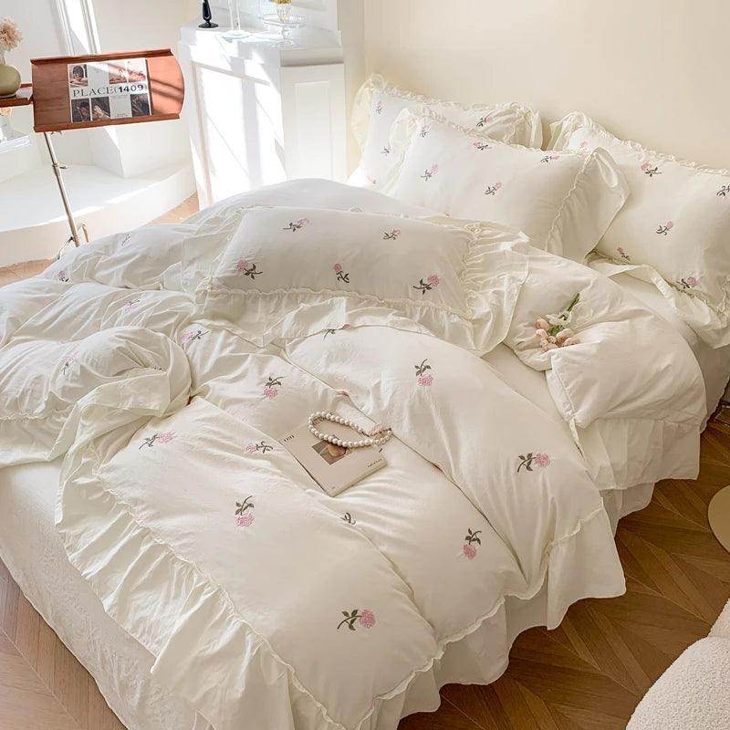 Rose Embroidered Duvet Cover Set - My Store